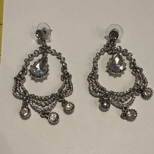 Chic Silver Crystal Drop Earrings